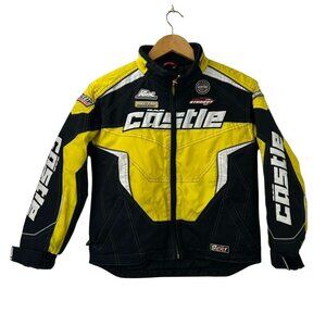 VTG Castle X Youth Medium Snowmobile Racing Bolt Jacket Black And Yellow